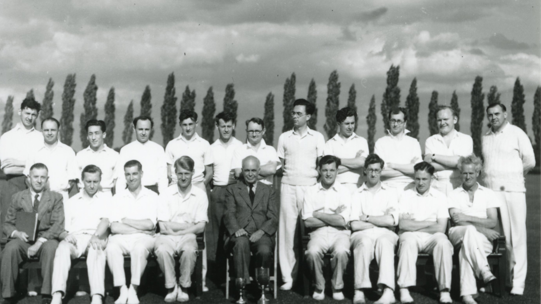Figure 3 Group photograph of the cricket team with Sir Lawrence Bragg, 1953