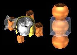 Fermi surfaces of Sr2RuO4 (l) and Ag5Pb2O6 (r)