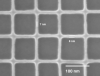 A micrograph of a grid formed in ZnO demonstrating a sub-10nm resolution