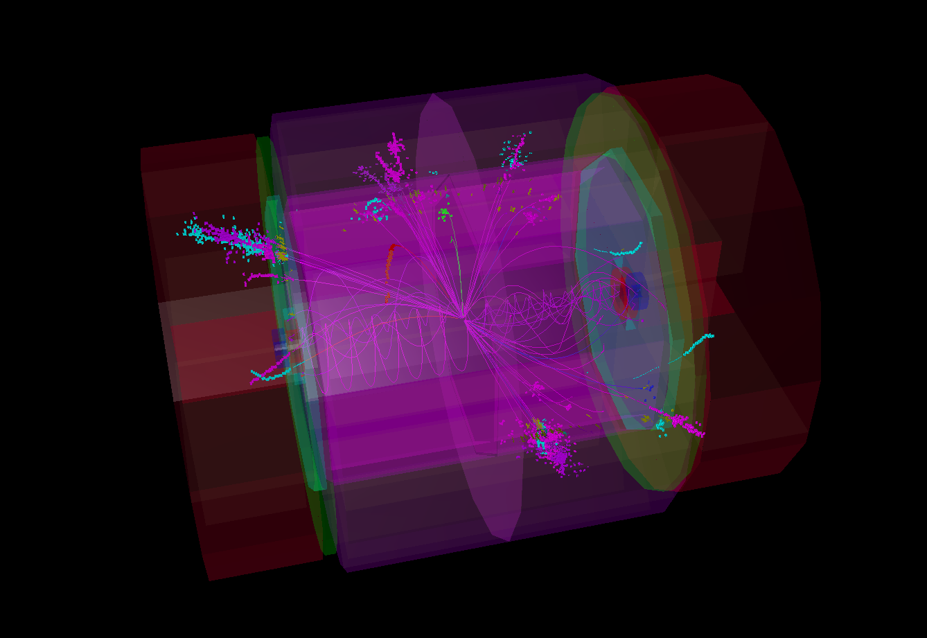 Linear Collider - Particle Flow reconstruction of a simulated event at CLIC