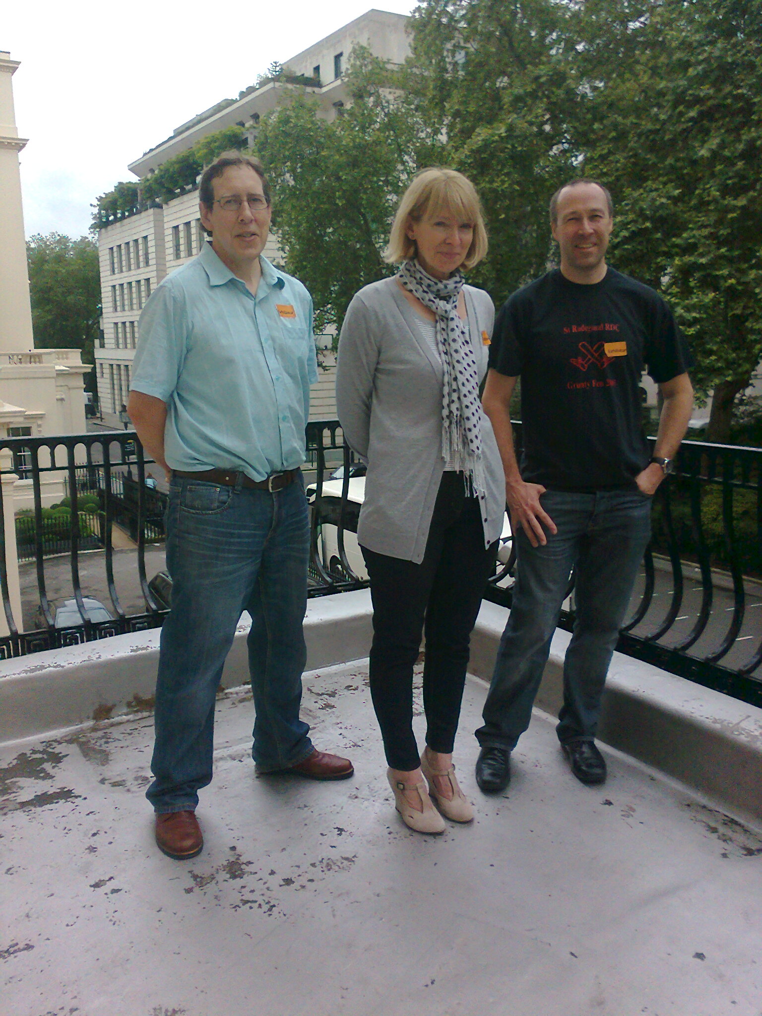Richard King, Helen Marshall and Professor John Richer at the Royal Society in London in July 2012, where they helped set up an exhibition.