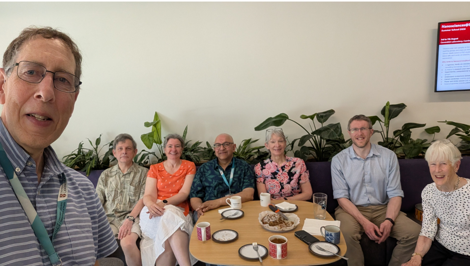 Richard and Helen are pictured with several of their colleagues at the Cavendish Laboratory.